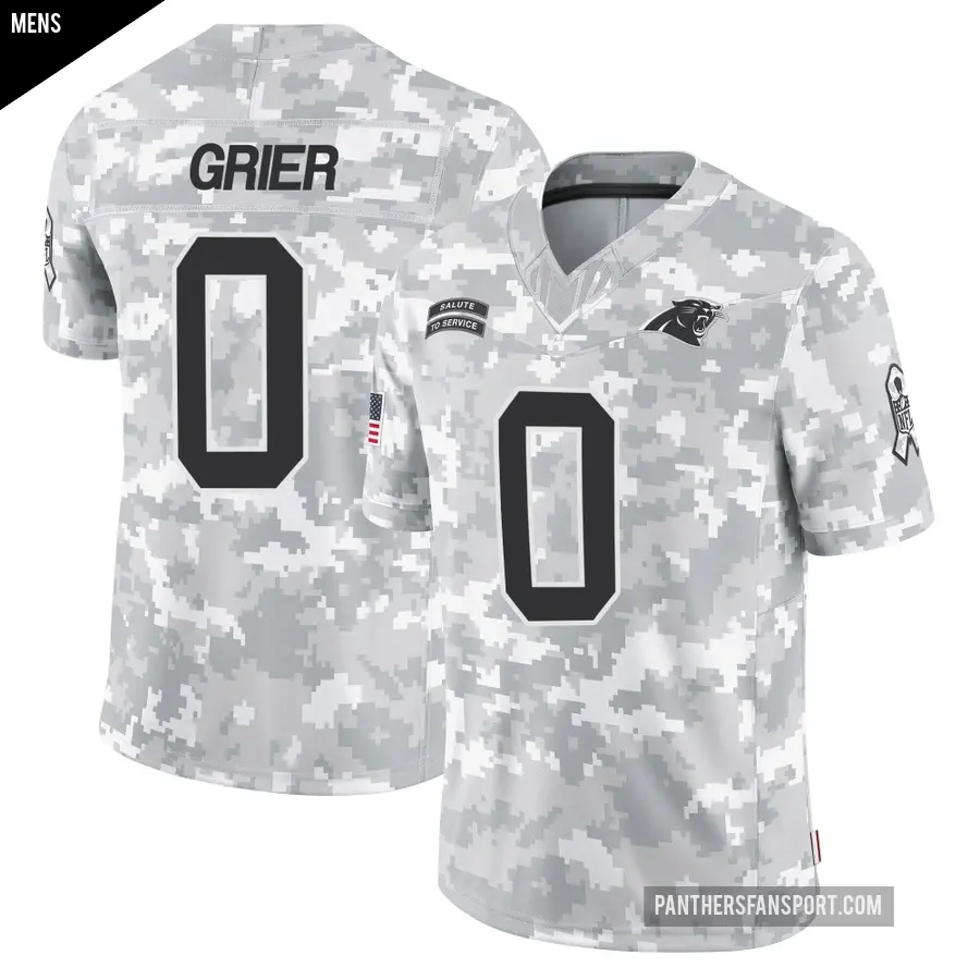 Men's Carolina Panthers ＃0 Will Grier Arctic Camo Limited 2024 Salute to Service Jersey