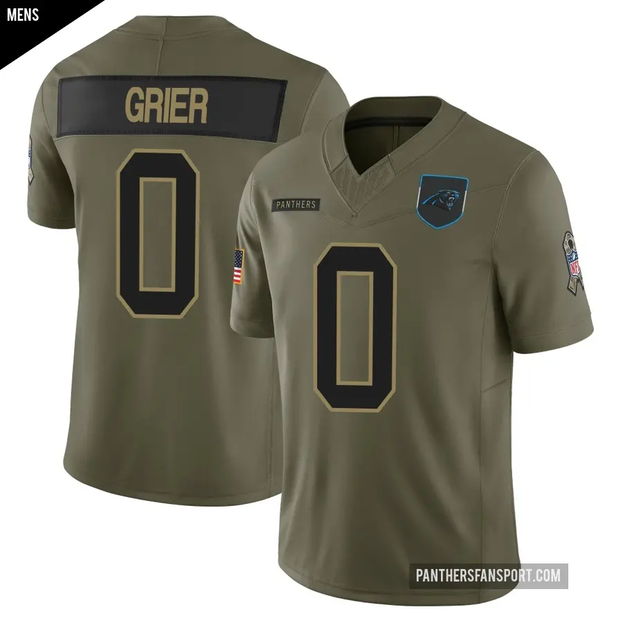 Men's Carolina Panthers ＃0 Will Grier Olive Limited 2025 Salute to Service Jersey
