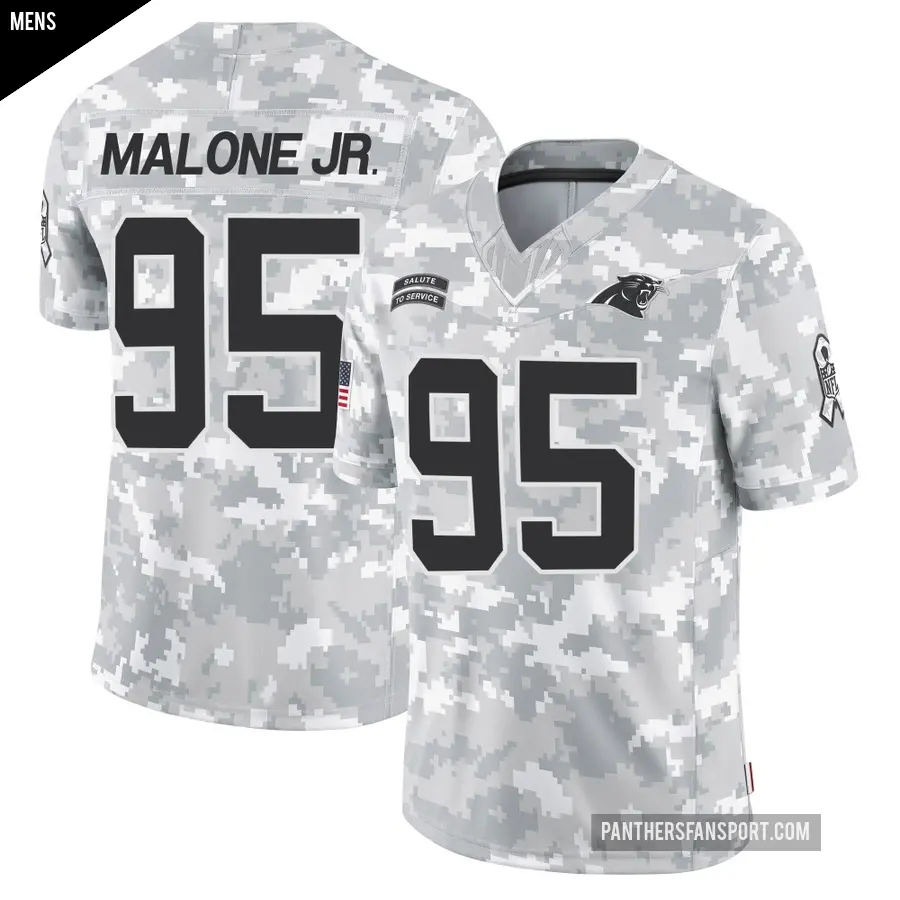 Men's Carolina Panthers ＃95 Tywone Malone Jr. Arctic Camo Limited 2024 Salute to Service Jersey