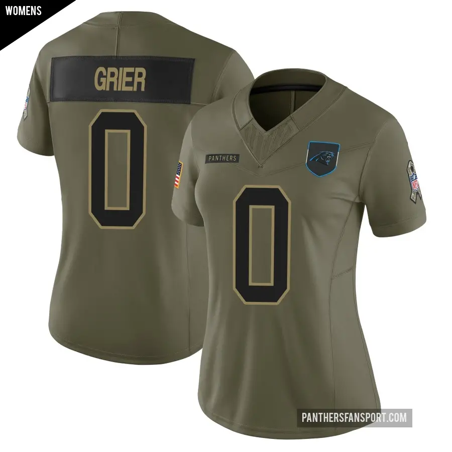 Women's Carolina Panthers ＃0 Will Grier Olive Limited 2025 Salute to Service Jersey