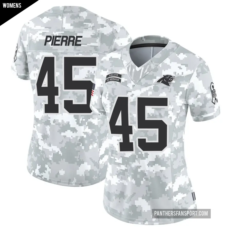 Women's Carolina Panthers ＃45 Bryce Pierre Arctic Camo Limited 2024 Salute to Service Jersey