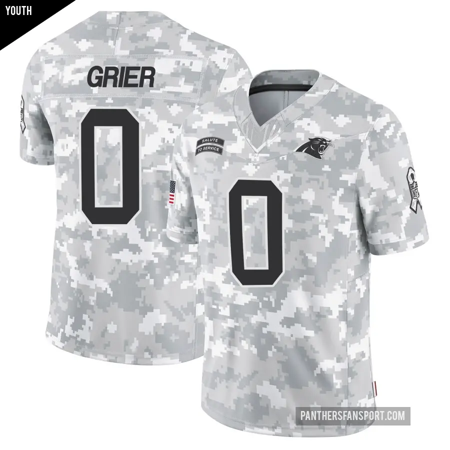 Youth Carolina Panthers ＃0 Will Grier Arctic Camo Limited 2024 Salute to Service Jersey