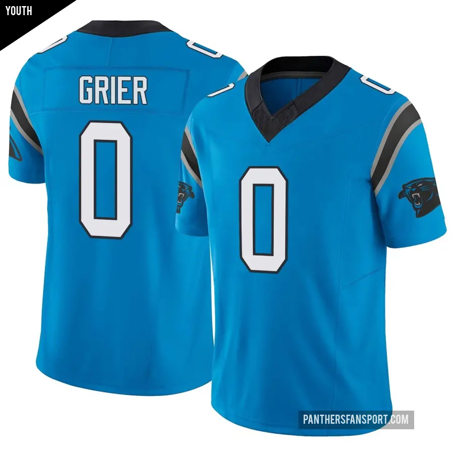 Youth Carolina Panthers ＃0 Will Grier Blue Limited Vapor F.U.S.E. Jersey