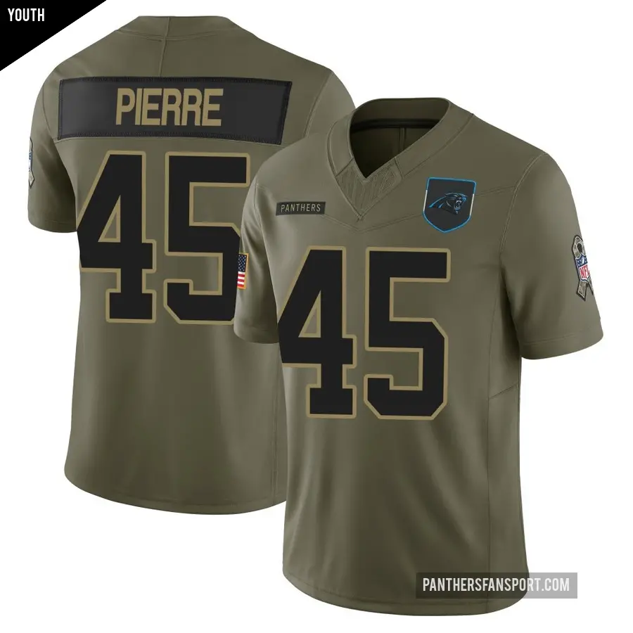 Youth Carolina Panthers ＃45 Bryce Pierre Olive Limited 2025 Salute to Service Jersey